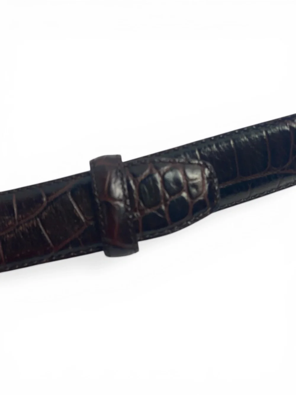Lauren Ralph Lauren LRL Italian Leather Croc Embossed Belt in Brown Size L